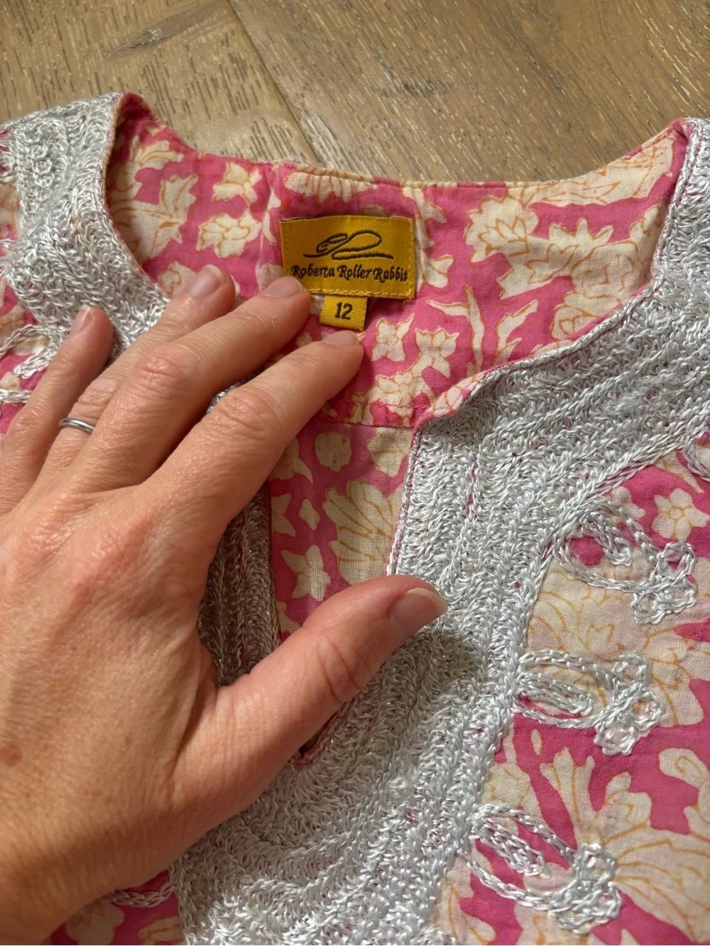 Roberta roller rabbit Pink and Cream Floral Tunic with Metallic Trim 12